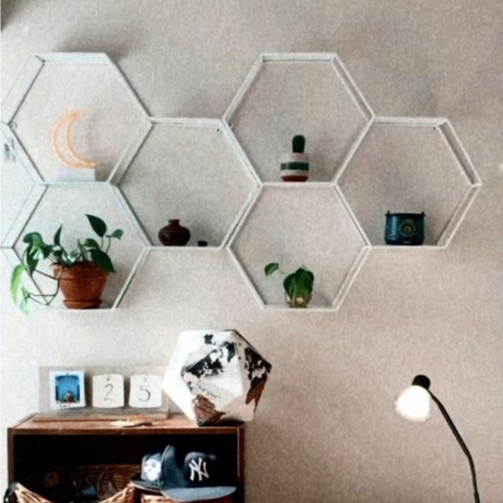 STRATTON HOME DECOR 3 Tier White Hexagon Shelf, Brand New, unopened, perfect!